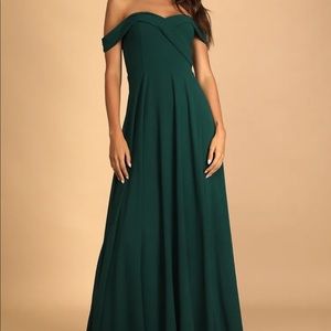 Green Off the Shoulder Maxi Dress